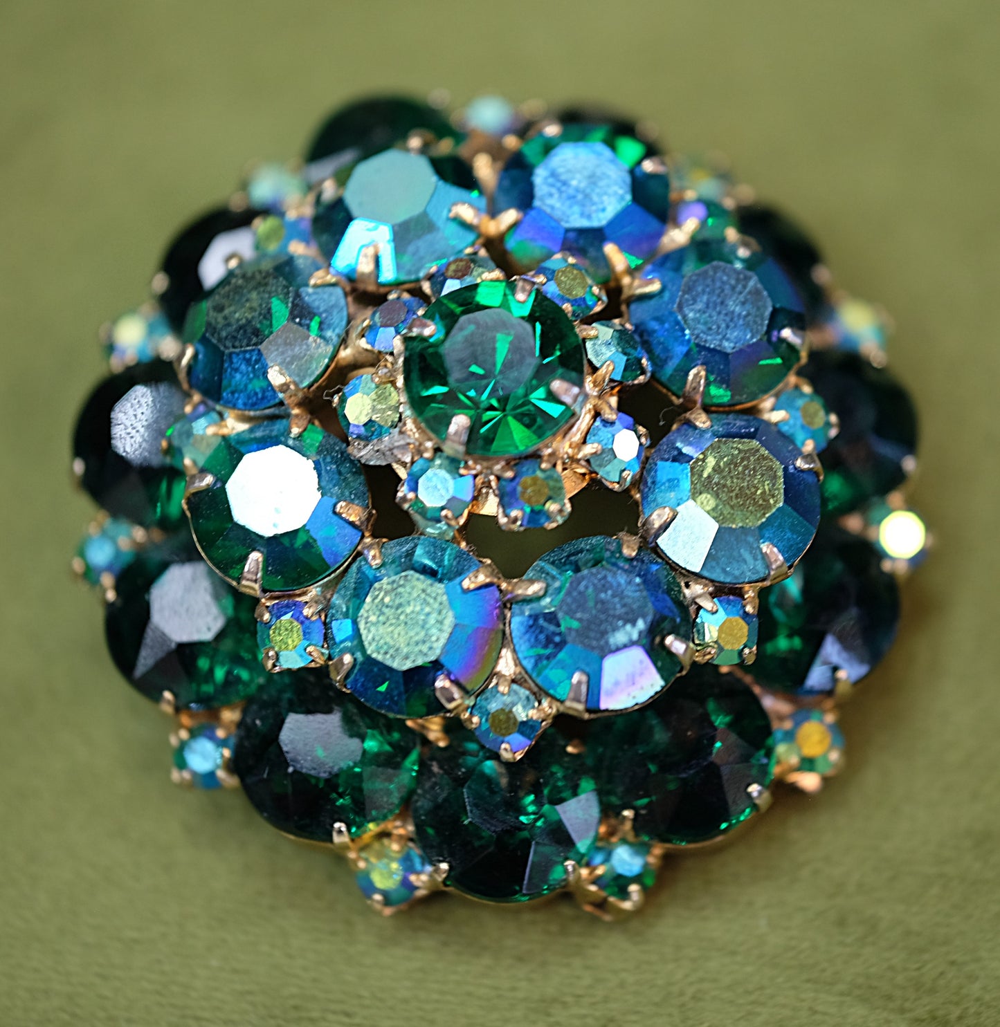 Green Blue Dome Brooch 1960s