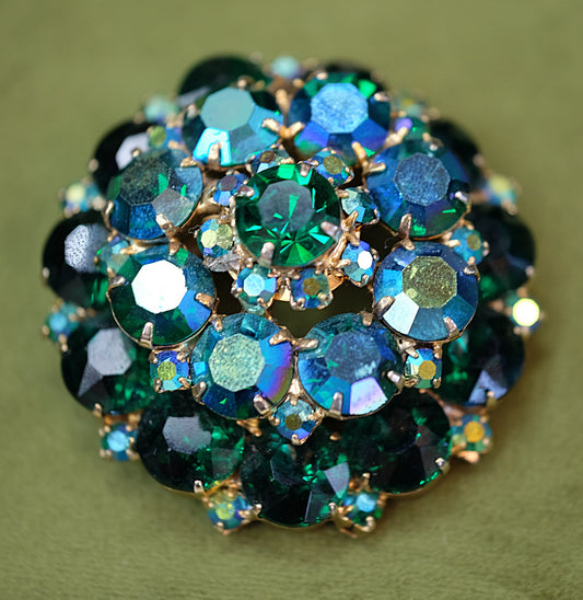 Green Blue Dome Brooch 1960s