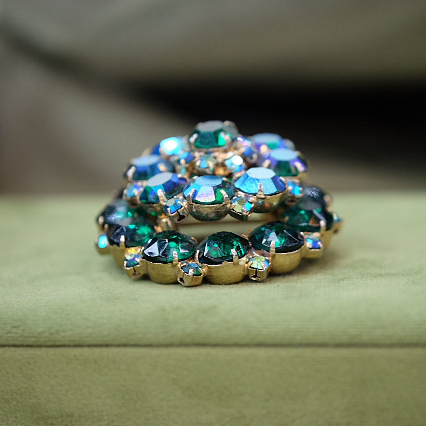 Green Blue Dome Brooch 1960s