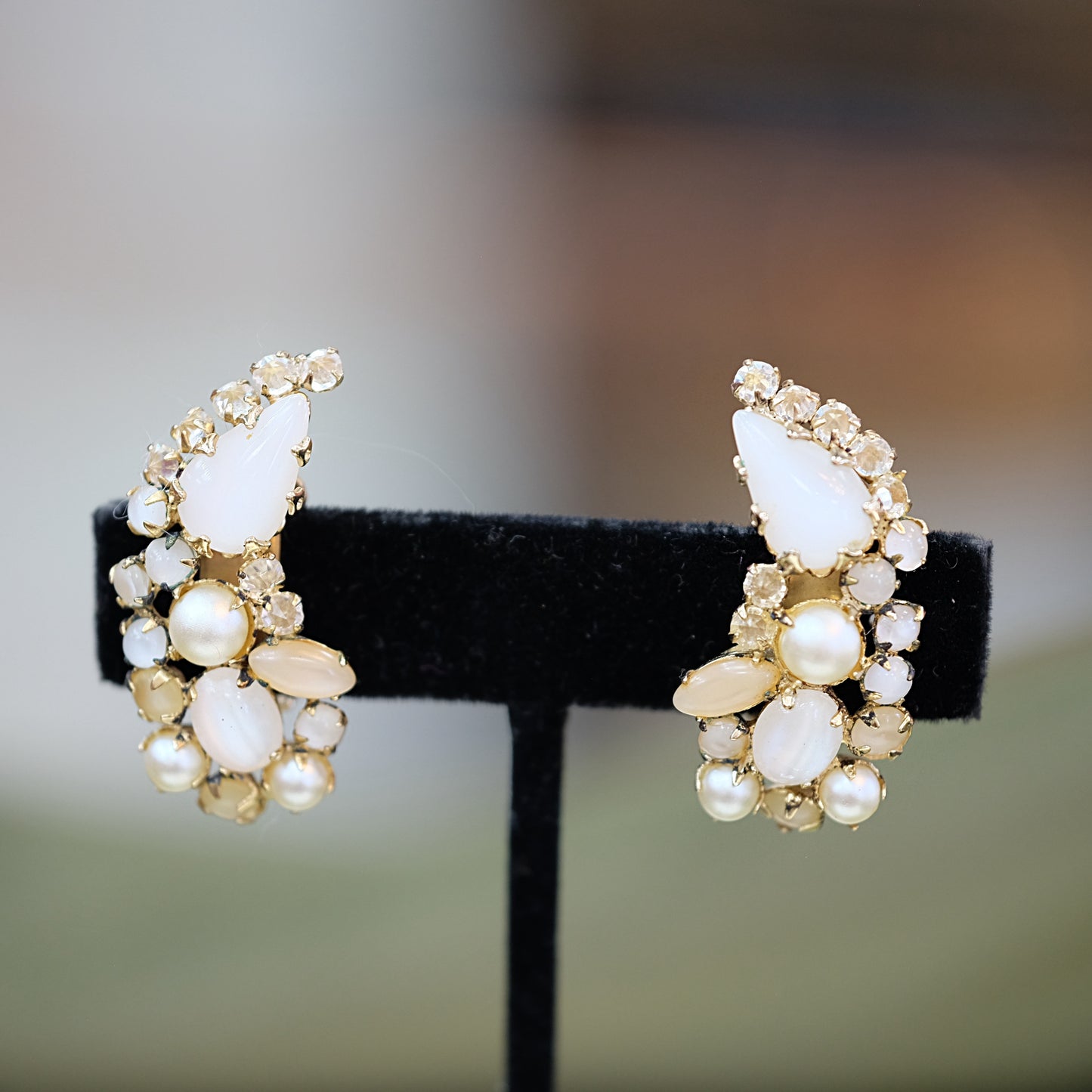 Schreiner Moonglow Brooch and Earring Set 1960s