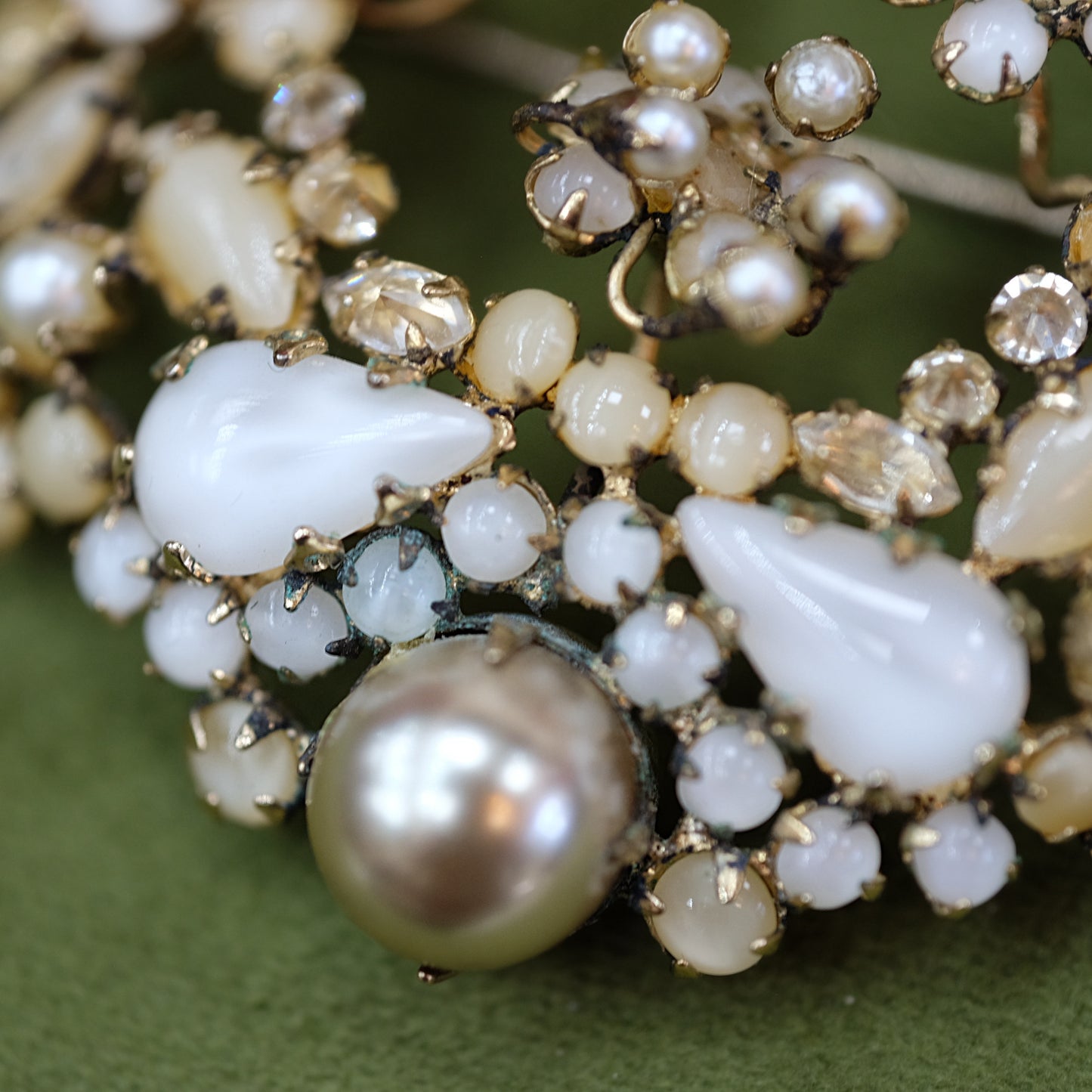 Schreiner Moonglow Brooch and Earring Set 1960s