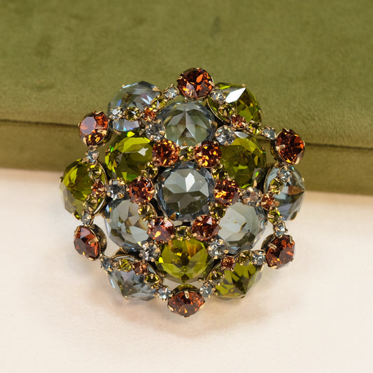 Book Piece Schreiner Blue Olive Brooch 1960s