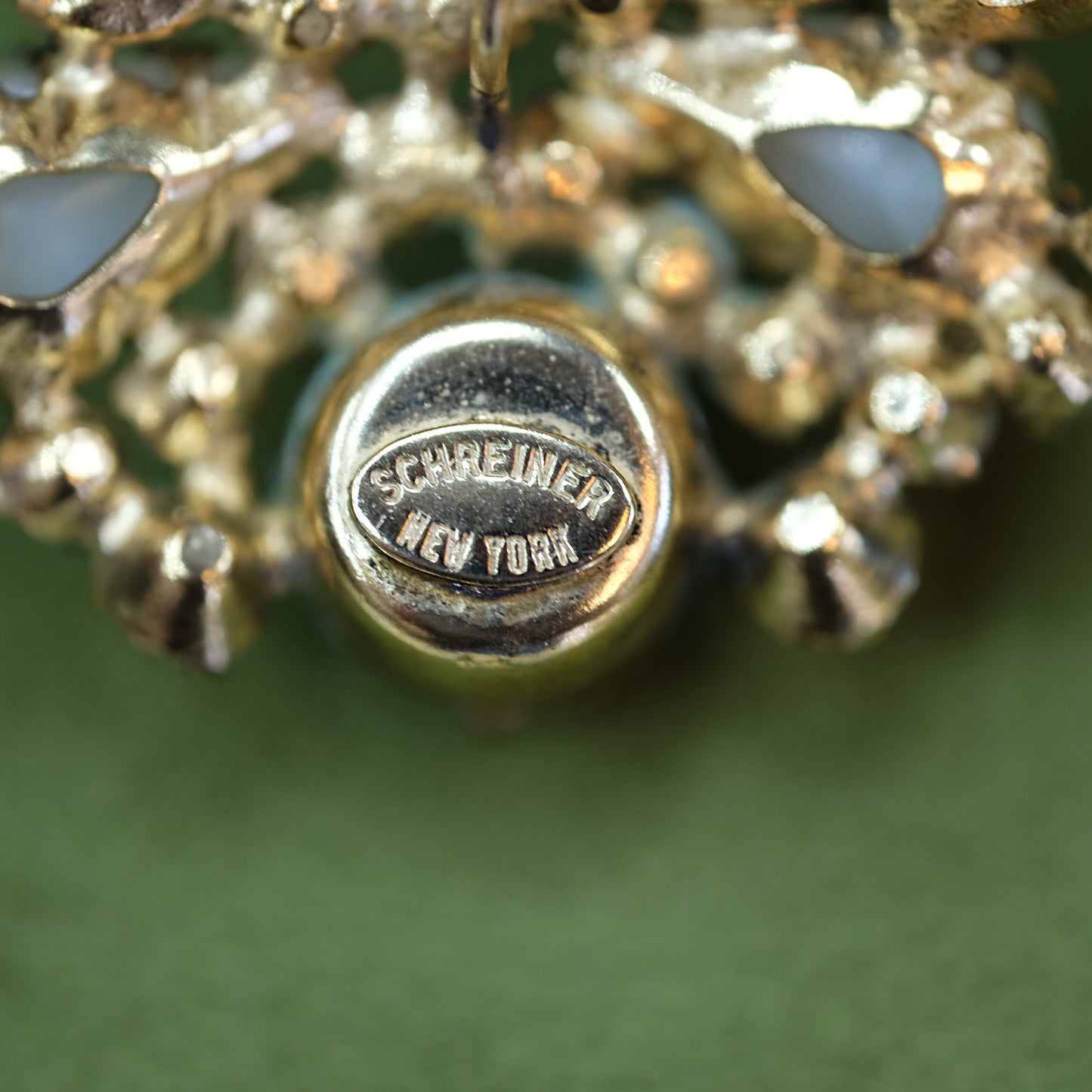 Schreiner Moonglow Brooch and Earring Set 1960s