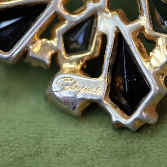 Vintage Elsa Schiaparelli Black Brooch 1950s