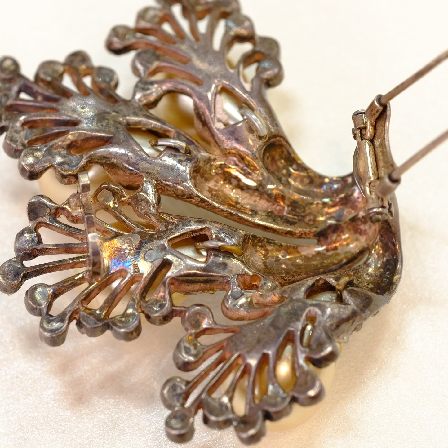 Eisenberg Sterling Faux Pearl Dress Clip 1940s