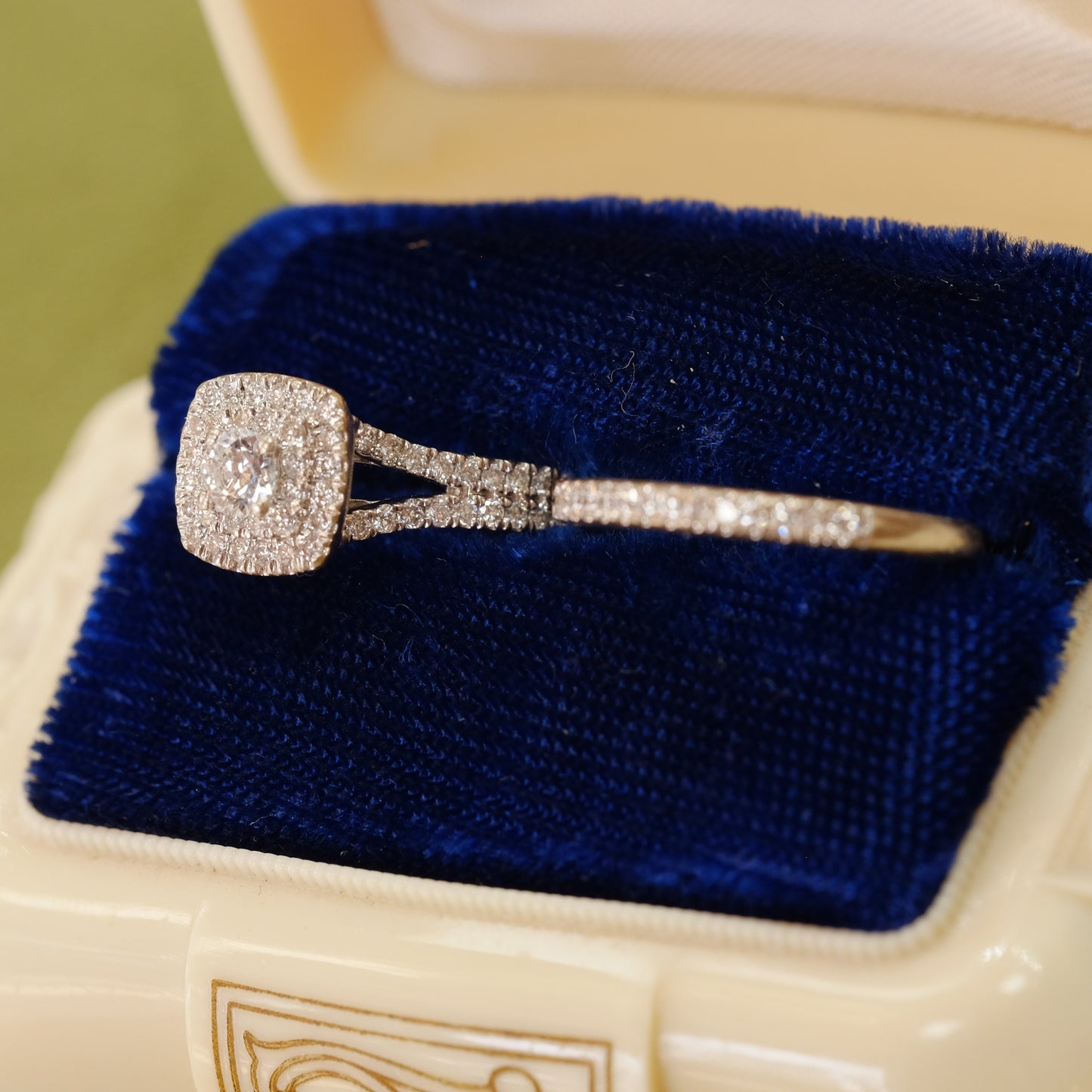14k White Gold Diamond Engagement and Band Ring by Vera Wang