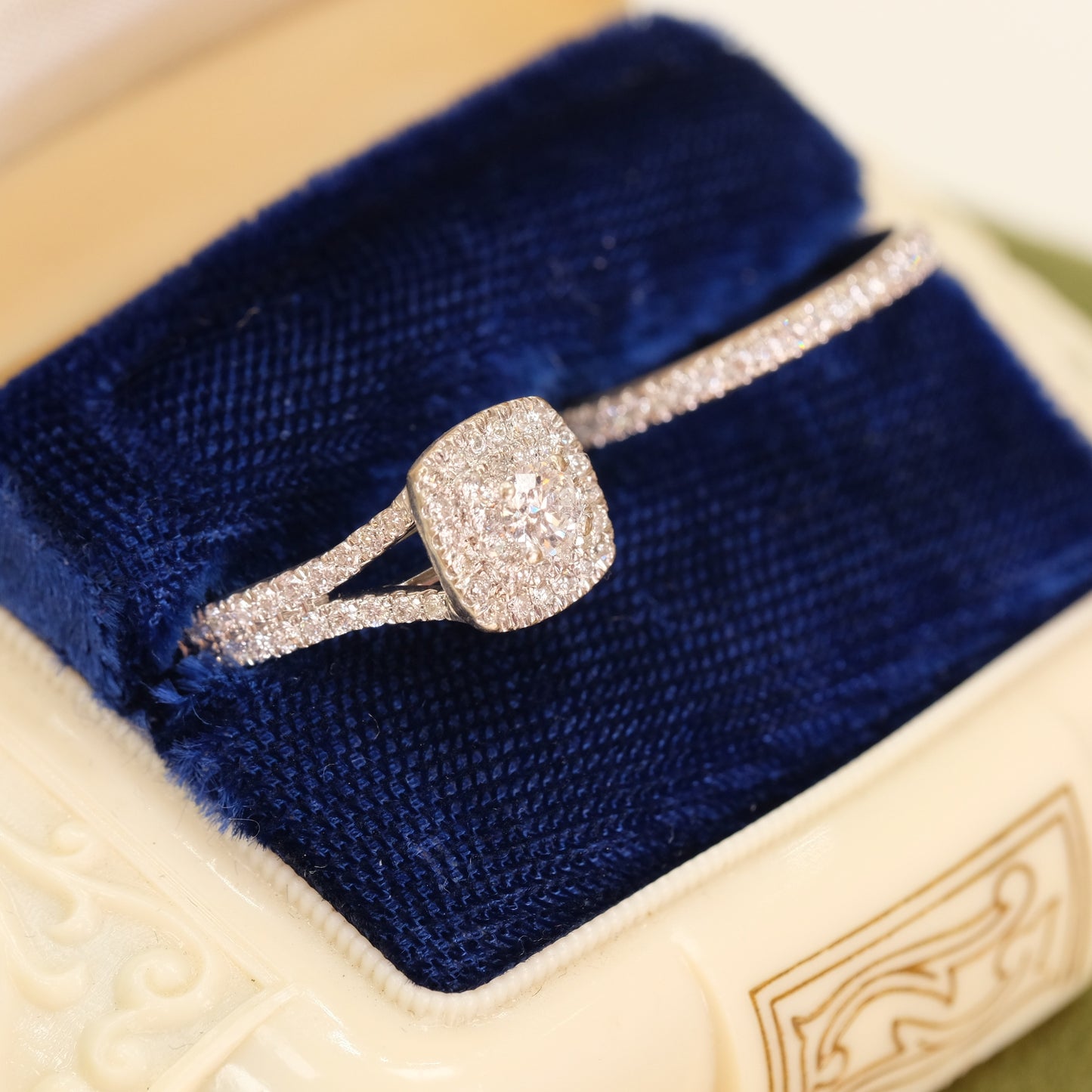 14k White Gold Diamond Engagement and Band Ring by Vera Wang