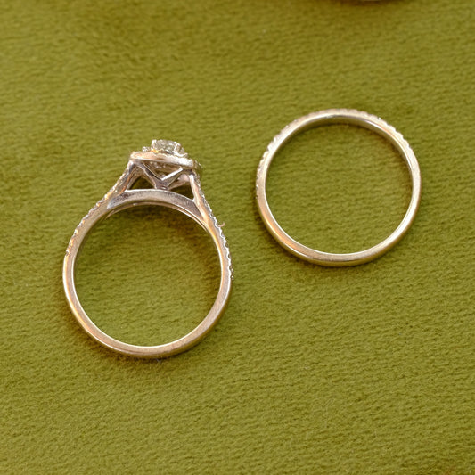 14k White Gold Diamond Engagement and Band Ring by Vera Wang