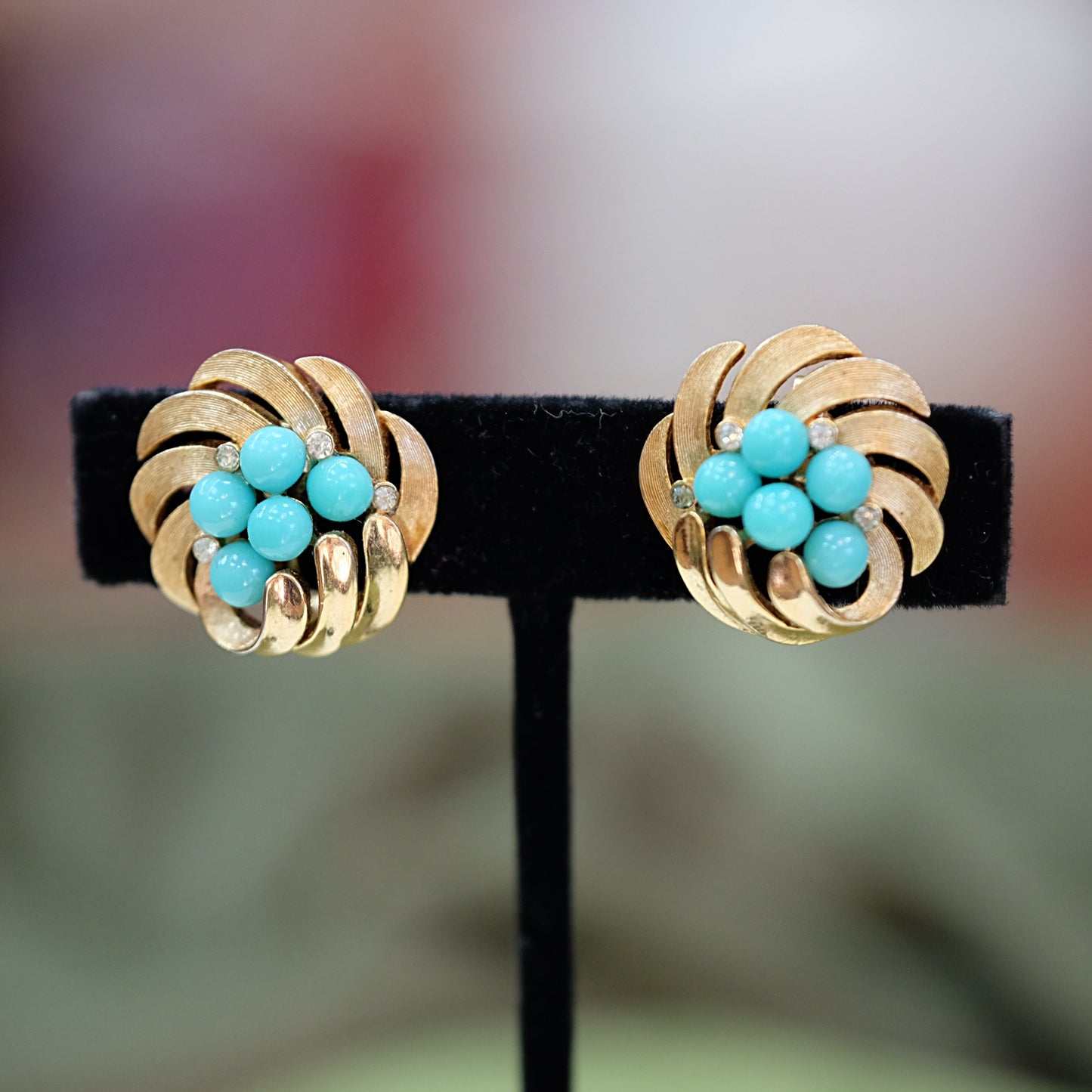 Trifari Turquoise Bead Earrings 1960s