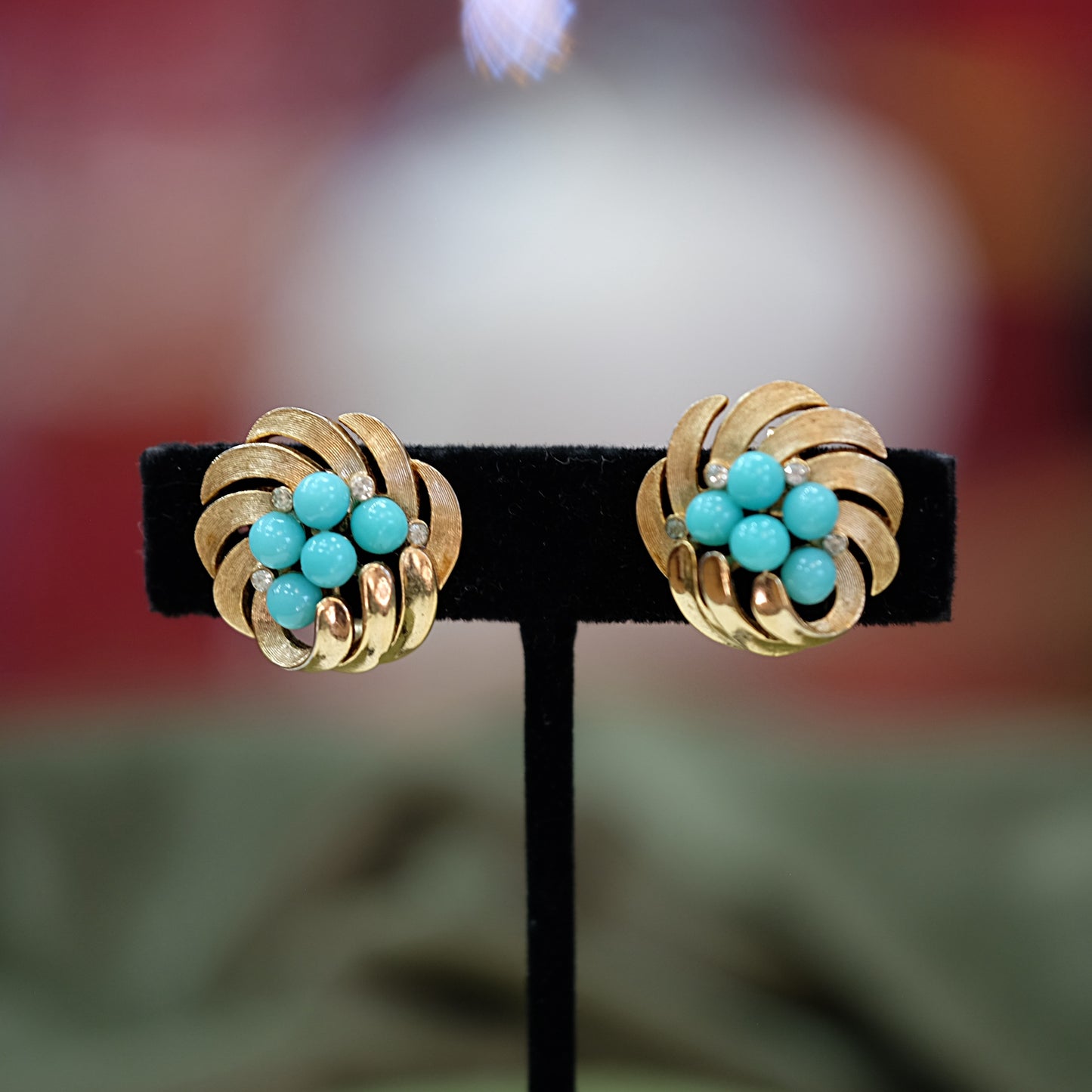 Trifari Turquoise Bead Earrings 1960s