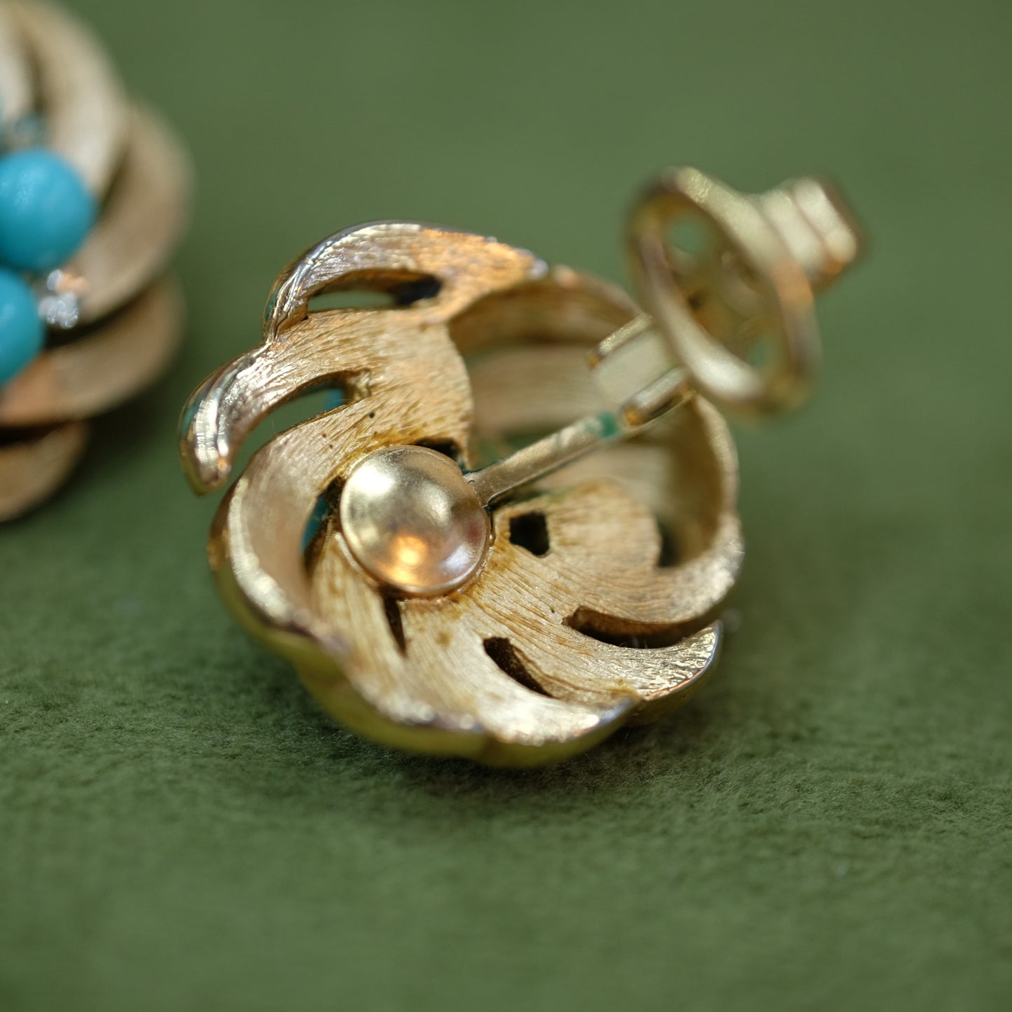 Trifari Turquoise Bead Earrings 1960s