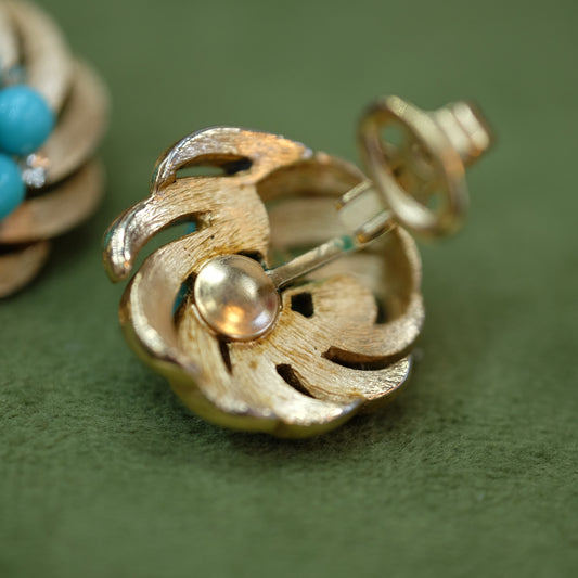 Trifari Turquoise Bead Earrings 1960s