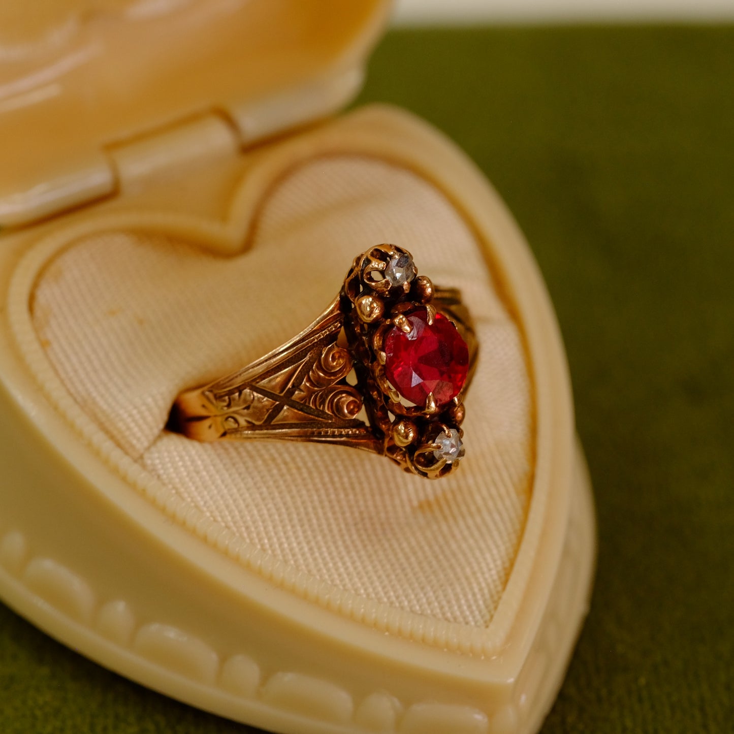 14k Rose Gold Tourmaline Diamond Ring