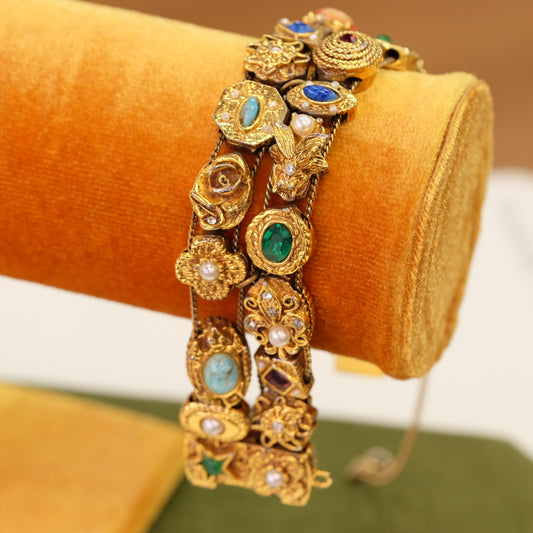 Vintage Goldette Revival Double Slider Bracelet 1970s