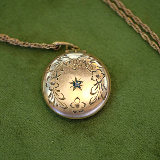 10K Gold Filled Locket with Diamond