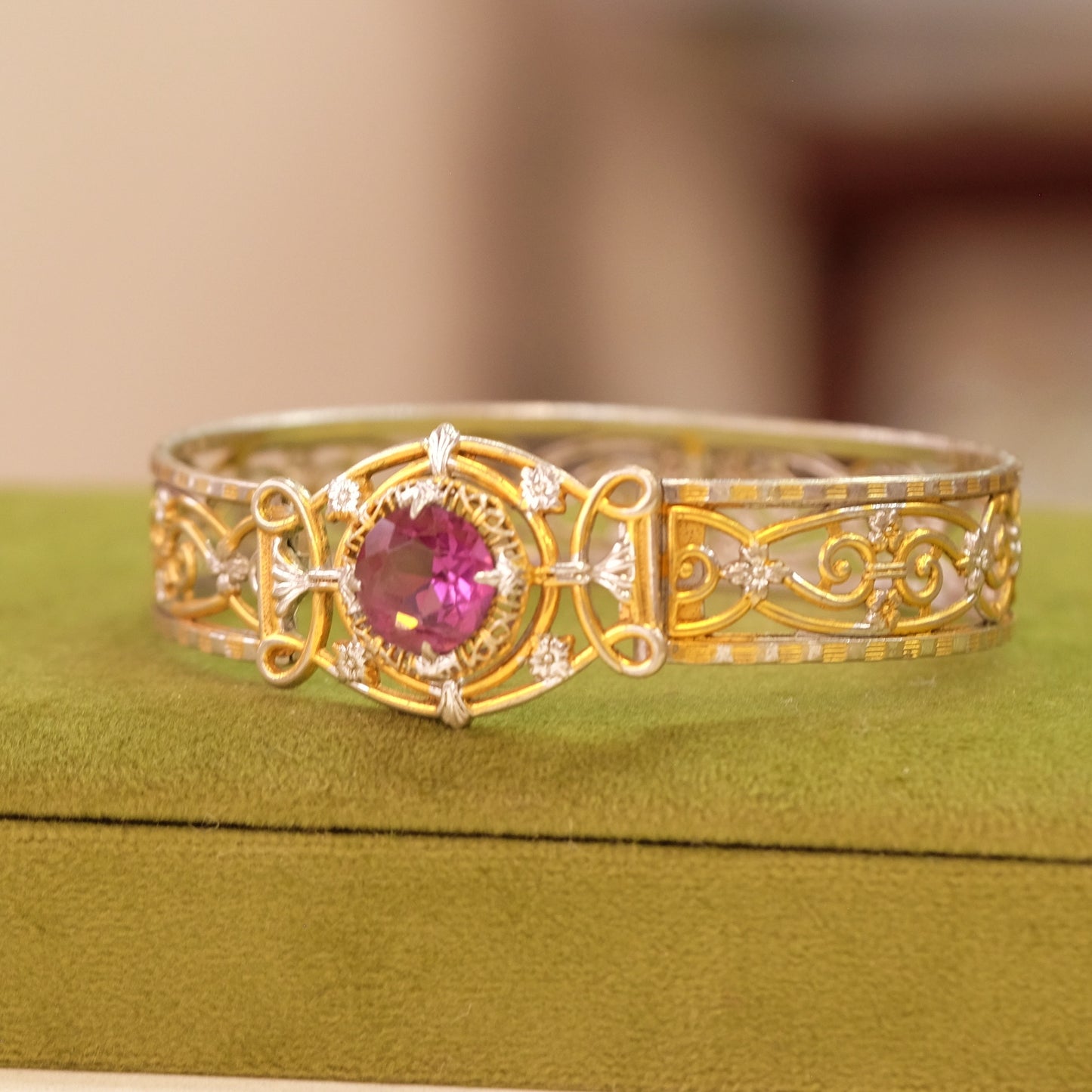 Art Deco Filigree with Czech glass JJ White co 1933