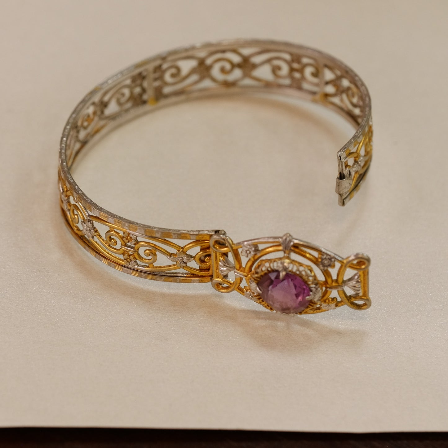 Art Deco Filigree with Czech glass JJ White co 1933