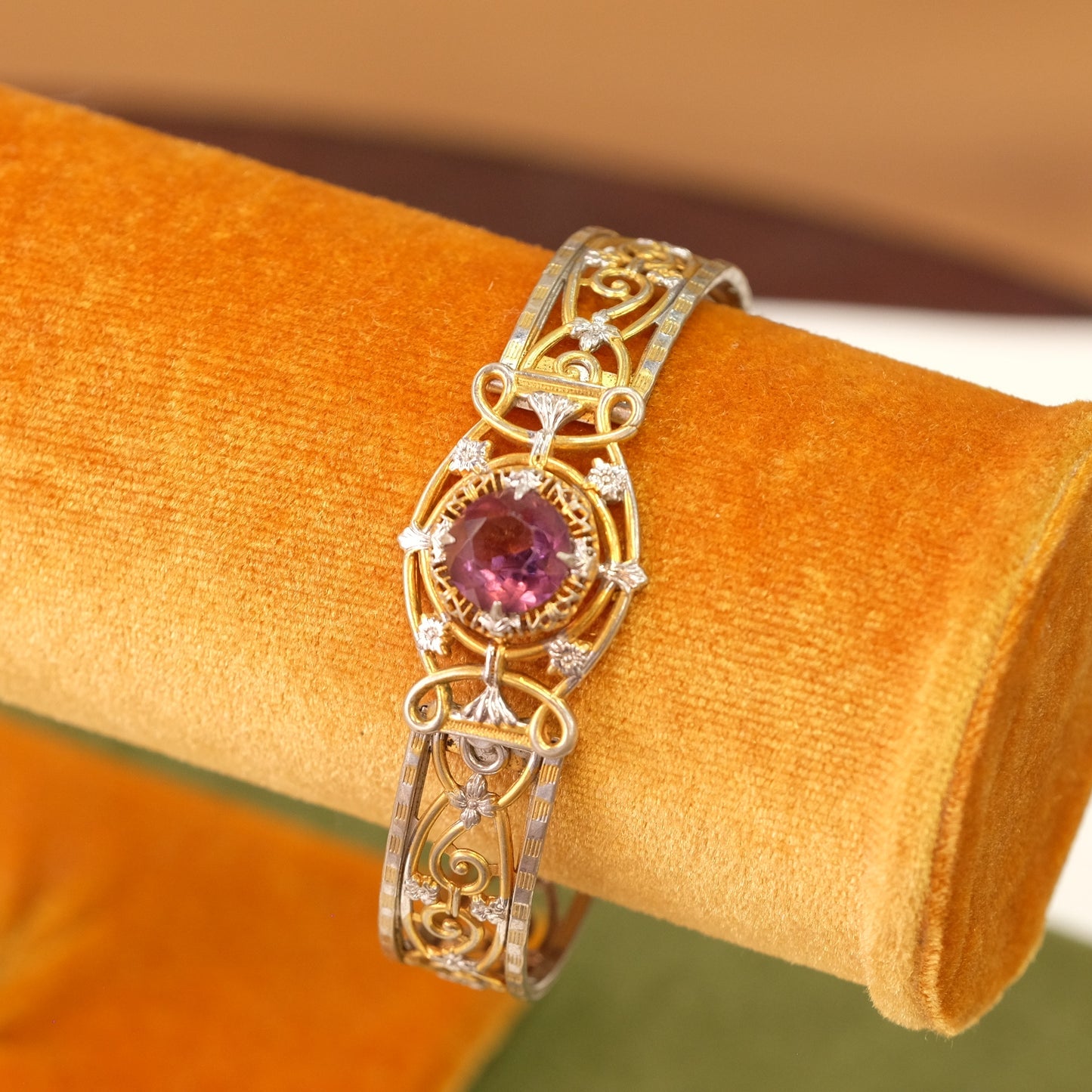 Art Deco Filigree with Czech glass JJ White co 1933