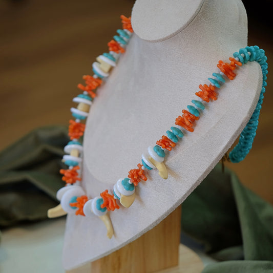 Miriam Haskell Turquoise and Coral Necklace