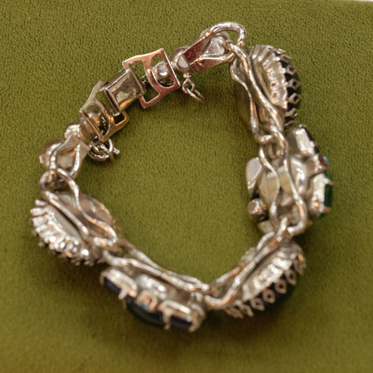 Weiss Green Blue Glass Cabochon Bracelet 1950s