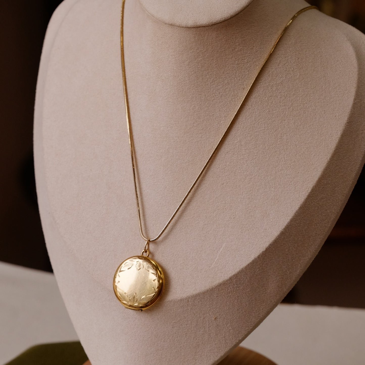 Antique Gold Filled Round Locket on Chain