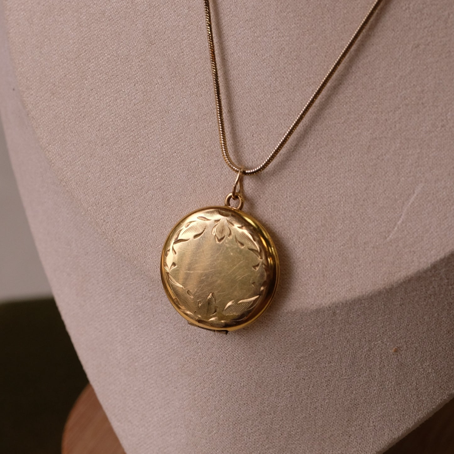 Antique Gold Filled Round Locket on Chain