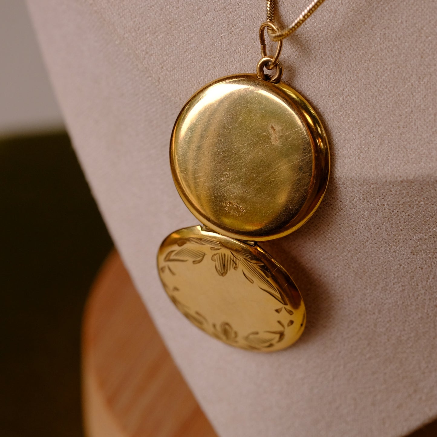 Antique Gold Filled Round Locket on Chain