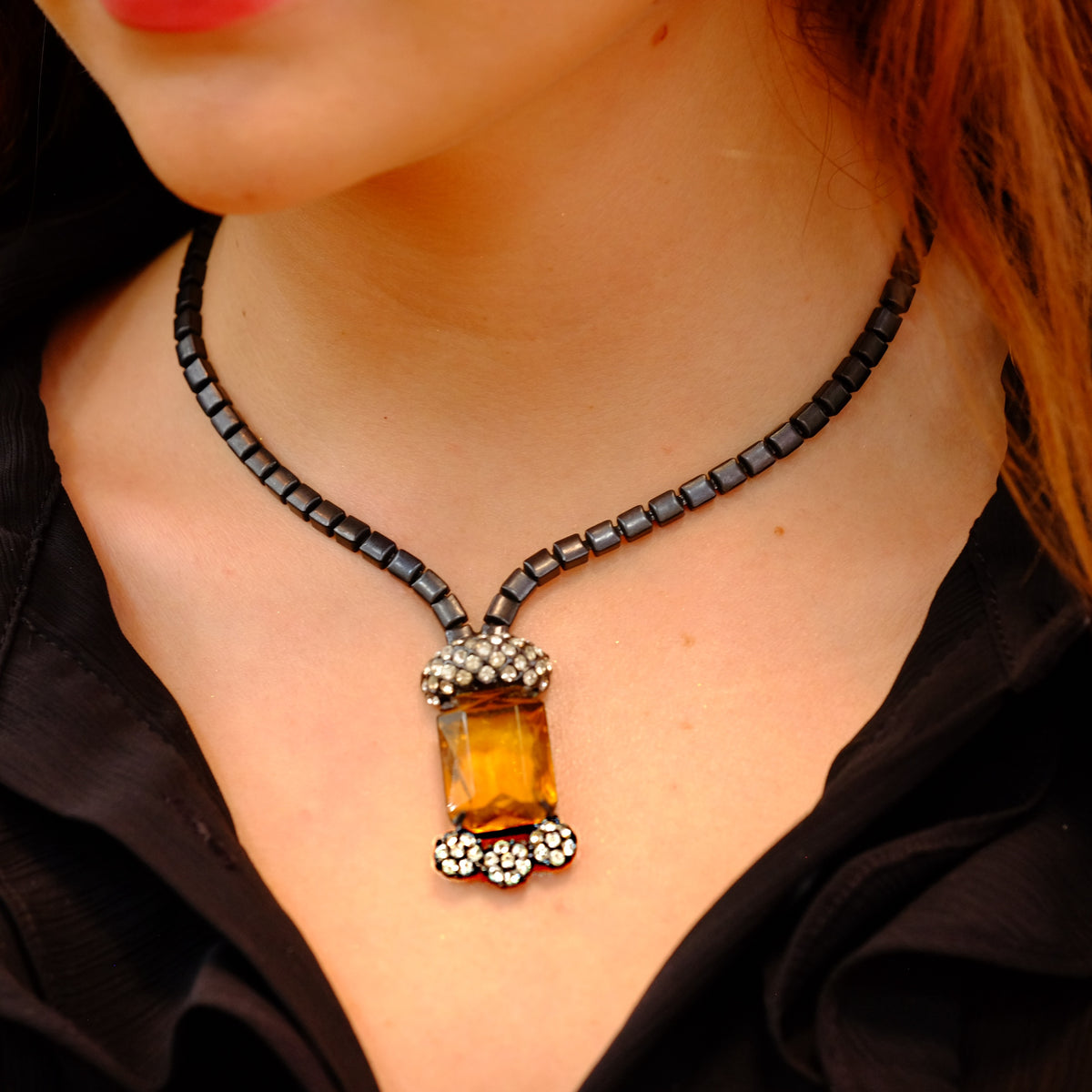 Faux Citrine Designer Necklace