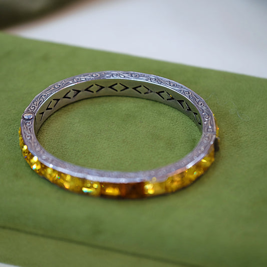 Art Deco Faux Citrine Sterling Bangle