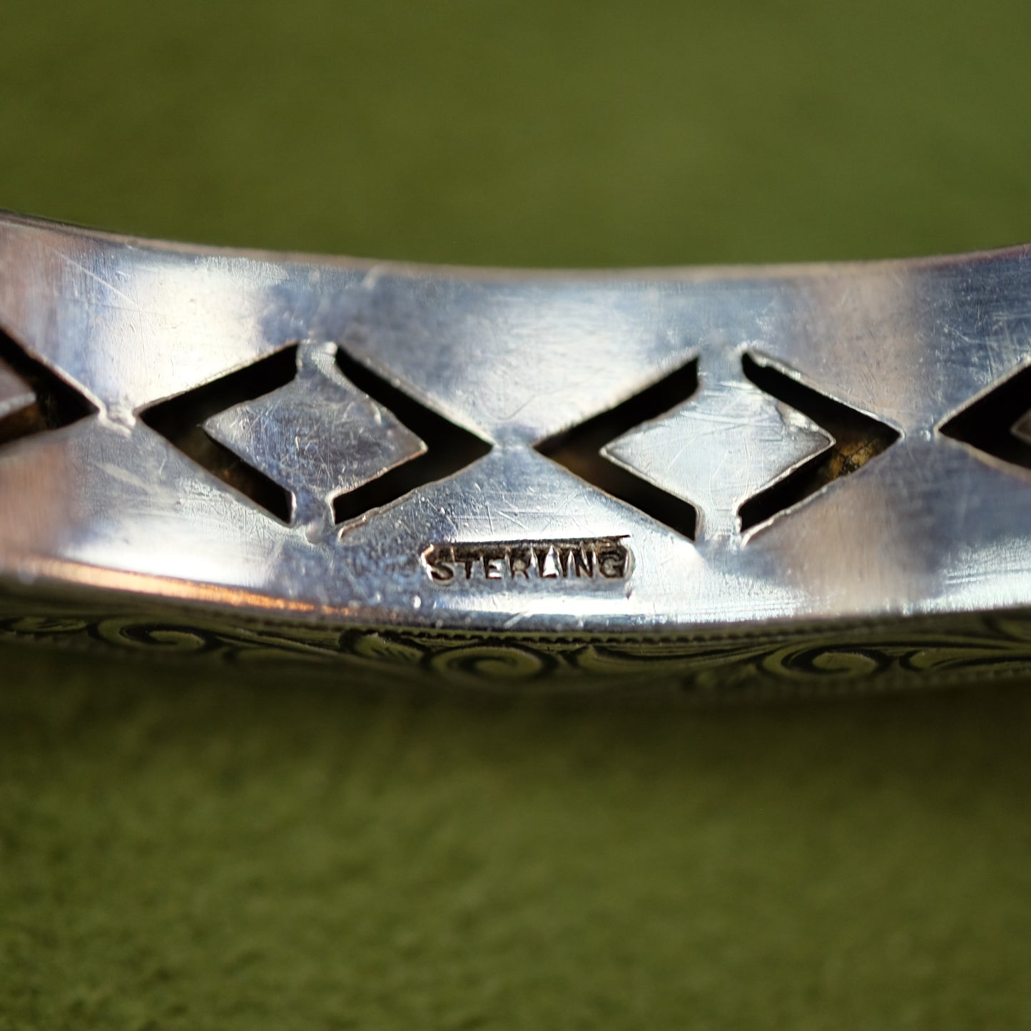 Art Deco Faux Citrine Sterling Bangle