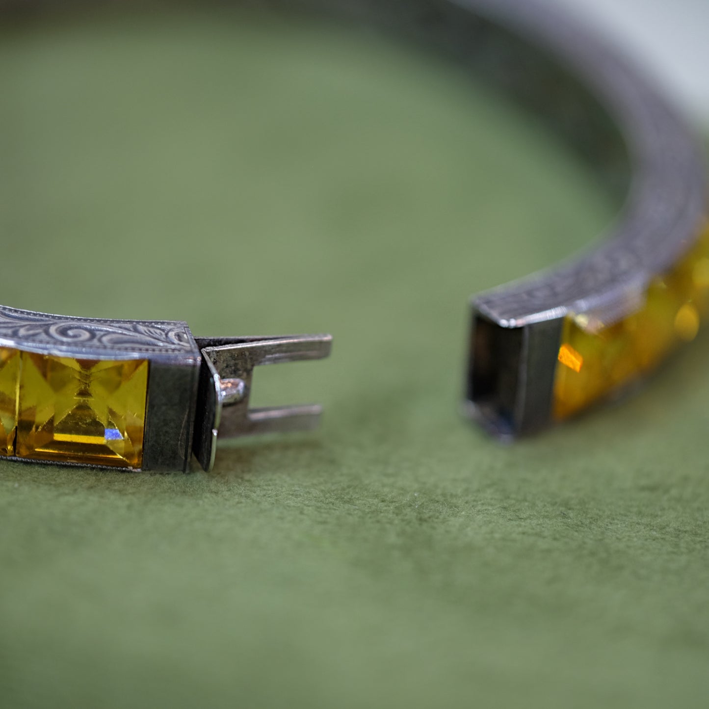 Art Deco Faux Citrine Sterling Bangle