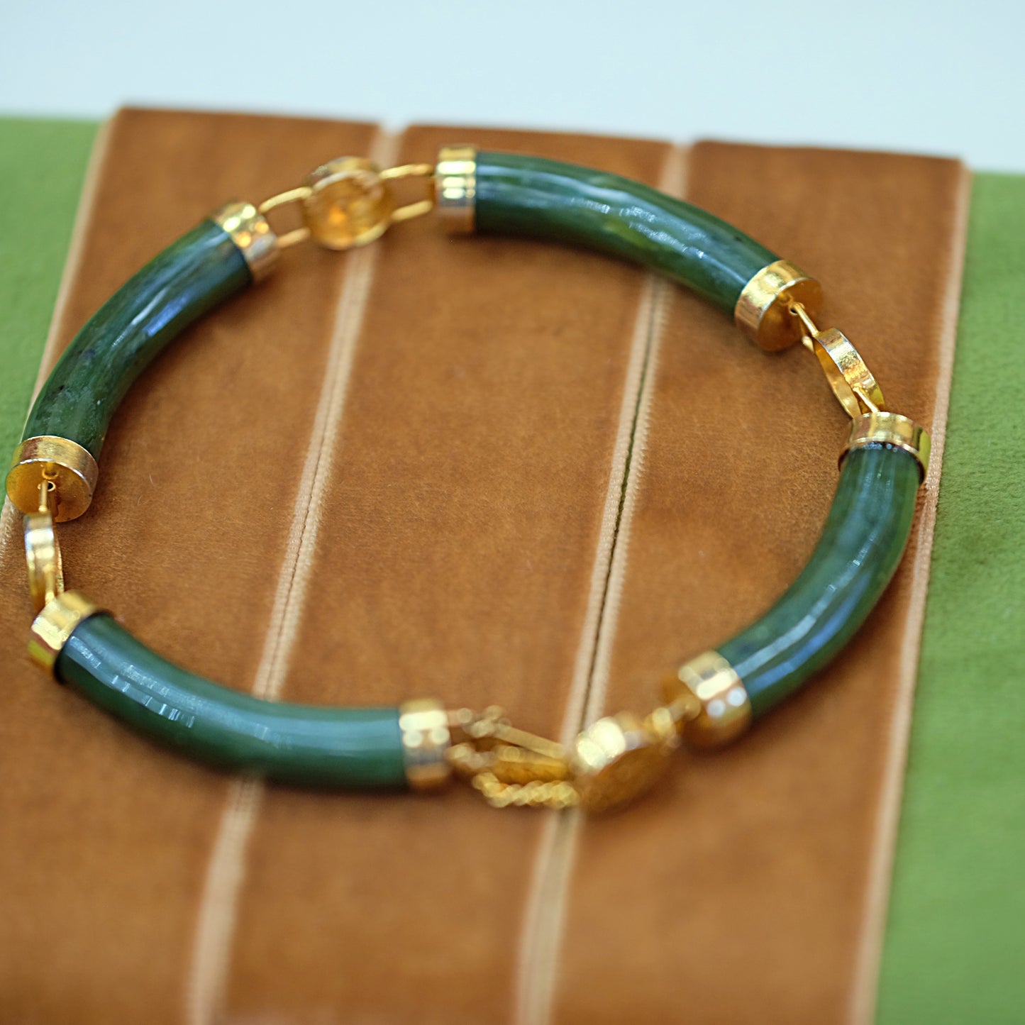 Jade Gold Plated Link Bracelet