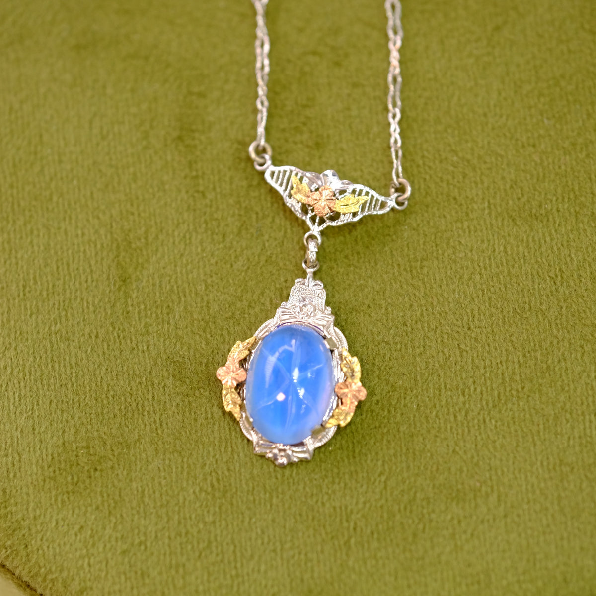 Art Deco Faux Sapphire Necklace 1930s