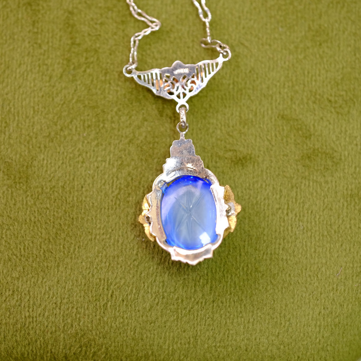 Art Deco Faux Sapphire Necklace 1930s