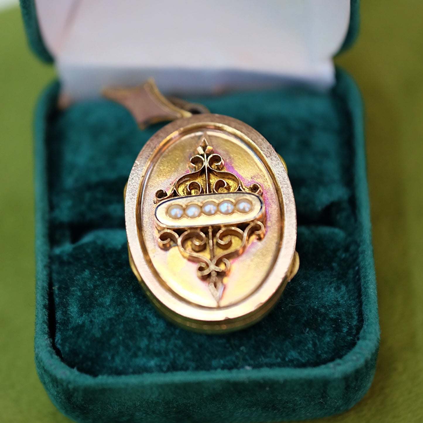 Victorian Gold Filled Locket with Seed Pearls