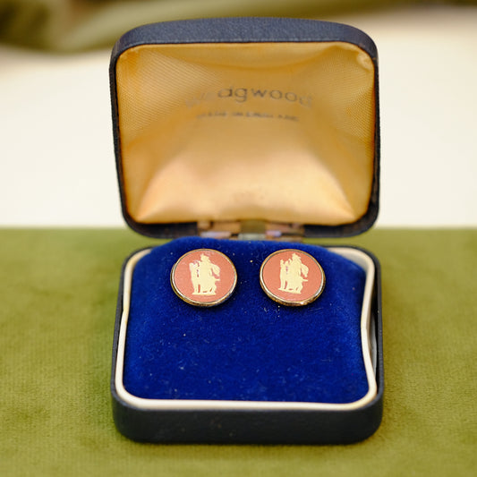 English Cameo Stud Earrings in Original Box