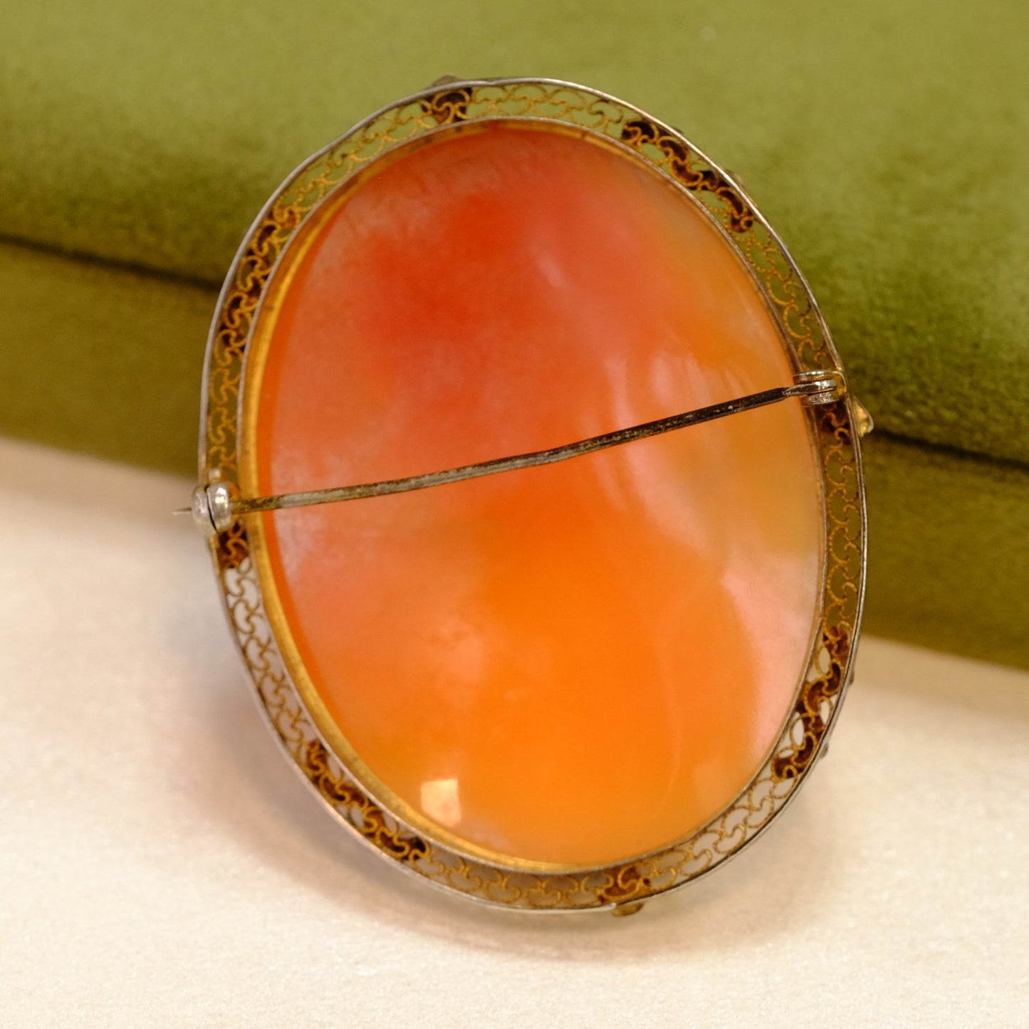 10K Gold Large Shell Cameo 1900s