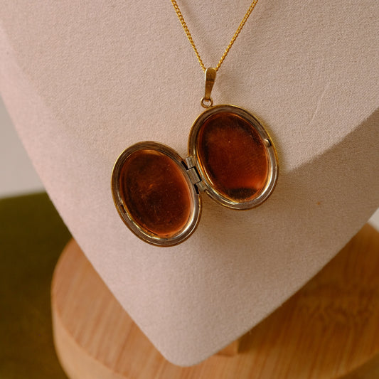 Antique Krementz "Forget me not" Oval Locket on Chain