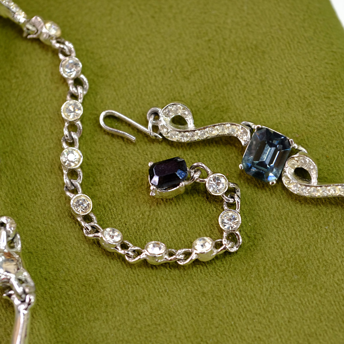 Vintage Kramer Blue Glass Rhinestone Necklace 1950s