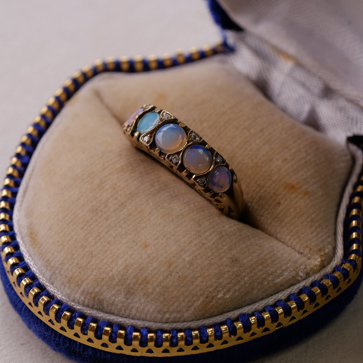 Victorian 14K Opal Diamond Ring