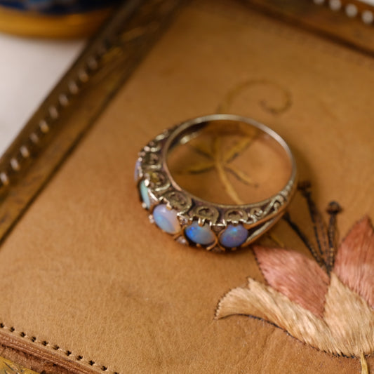 Victorian 14K Opal Diamond Ring