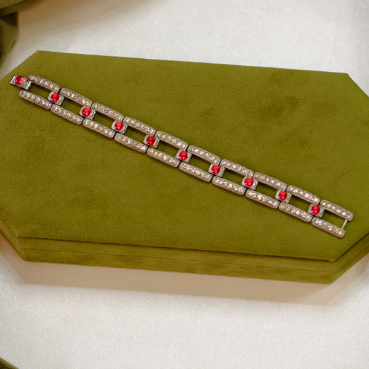 Art Deco Red Cabochon Bracelet
