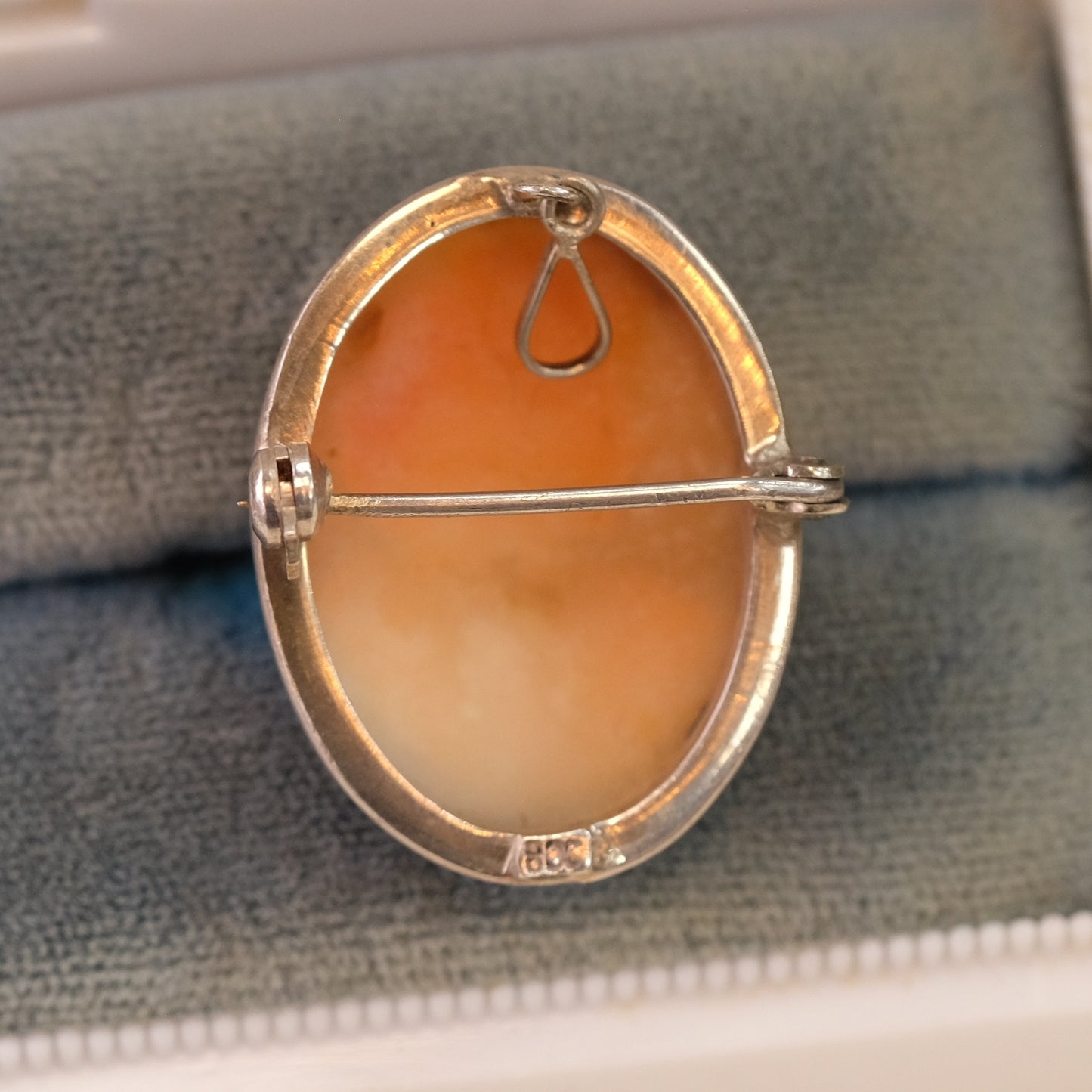 Small Sterling Silver Shell Cameo Brooch Pendant