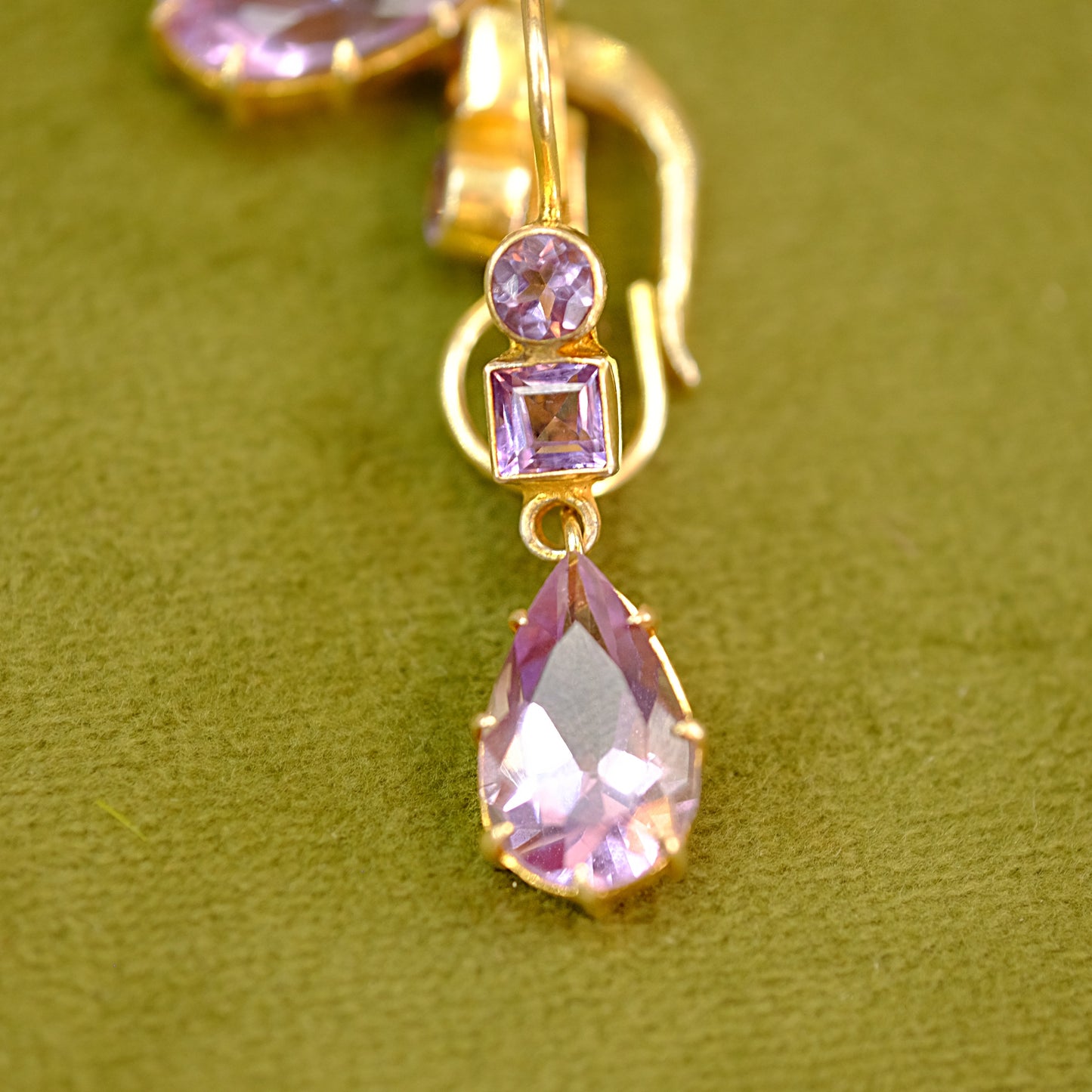 Gold Plated 925 Amethyst Drop Earrings