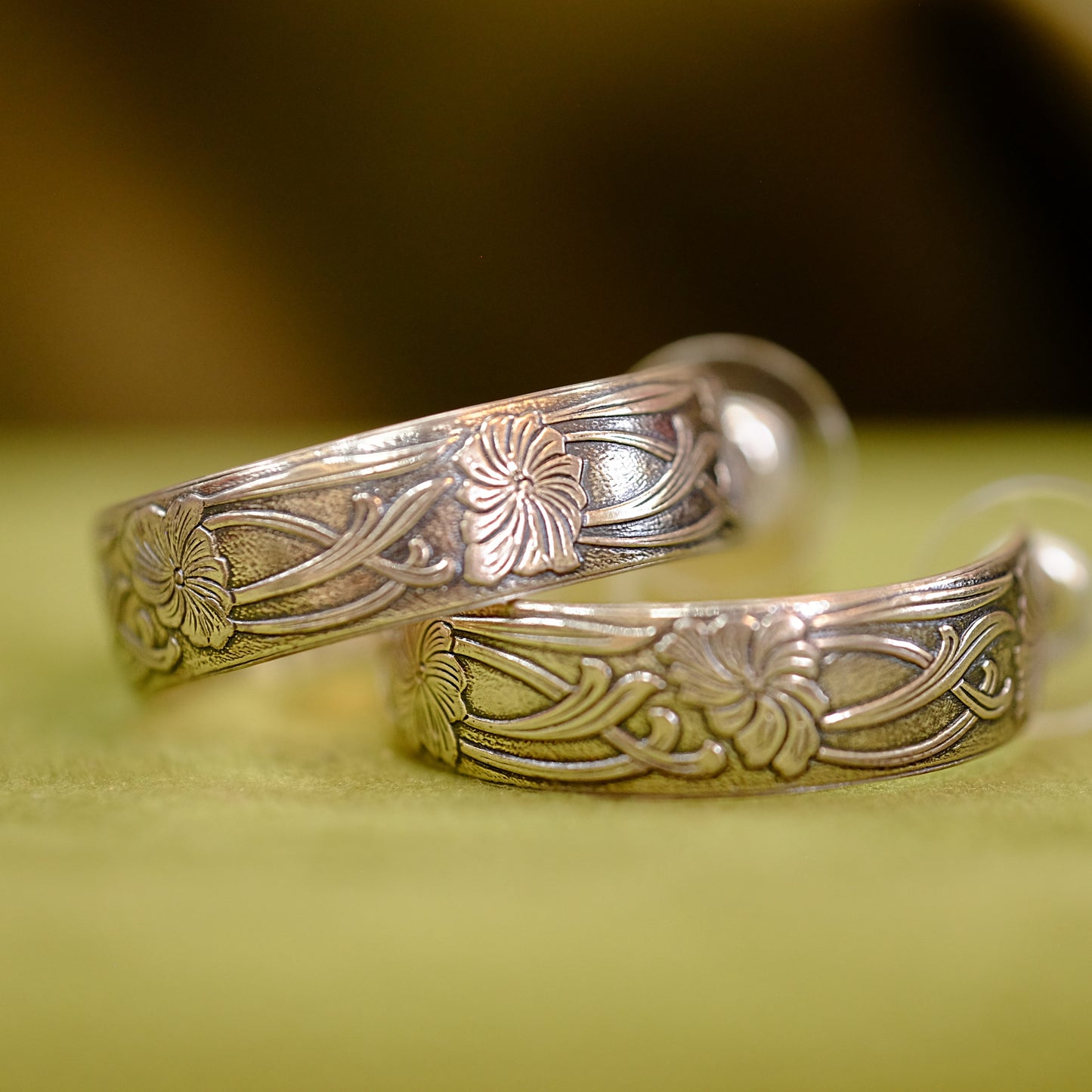 Octavia Sterling Pierced Etched Hoops