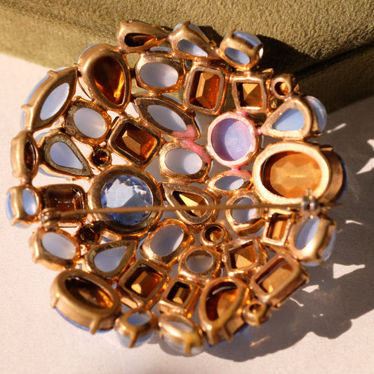 Schreiner Round Blue Brooch 1960s