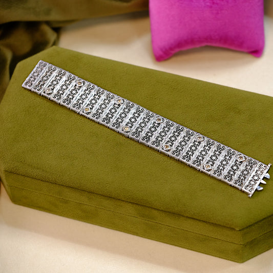 Art Deco Wide Filigree Bracelet 1930s