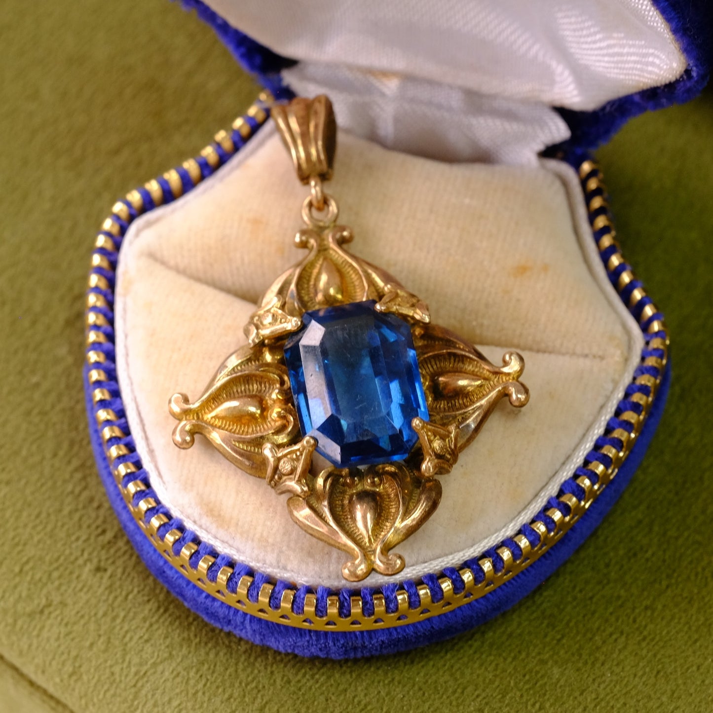 Vintage Jeweled Glass Pendant
