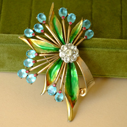 Vintage Pennino Enamel Brooch 1940s
