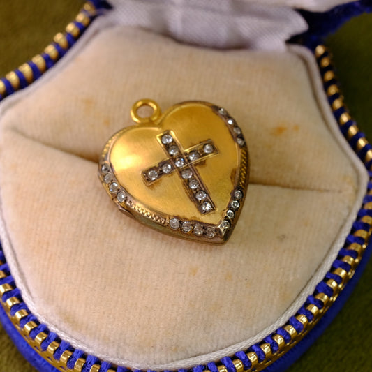 Victorian Gold Filled Heart Cross Locket